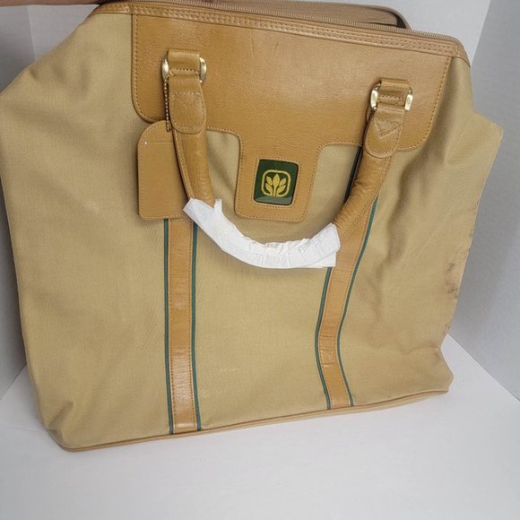 New Sealed 1983 The Great Big Bag By Avon Tan Large Canvas Tote w/ Luggage Tag - Picture 6 of 8